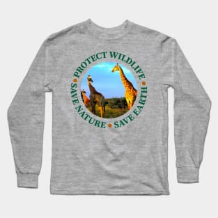 Wildlife Conservation Earth Day Giraffes Long Sleeve T-Shirt